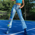 Pattern Colorblock Bootcut Jeans photo 2