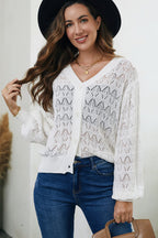 Openwork V-neck Cardigan (3)