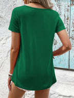 Spliced Lace Contrast Short Sleeve Top (9)