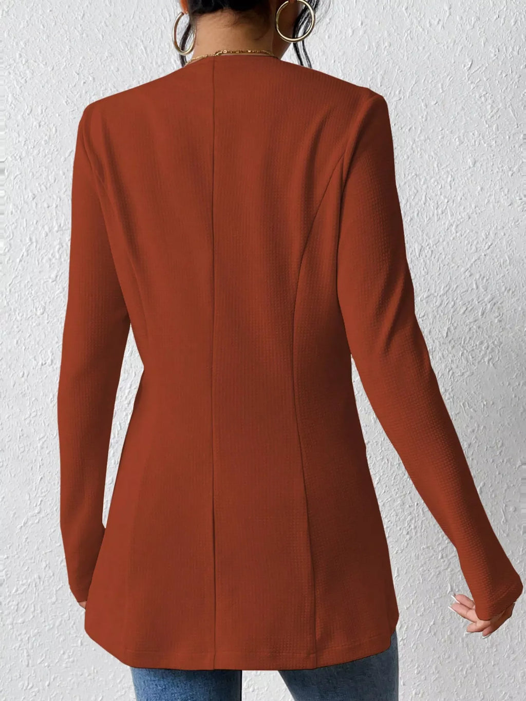 One Button Long Sleeve Blazer (15)