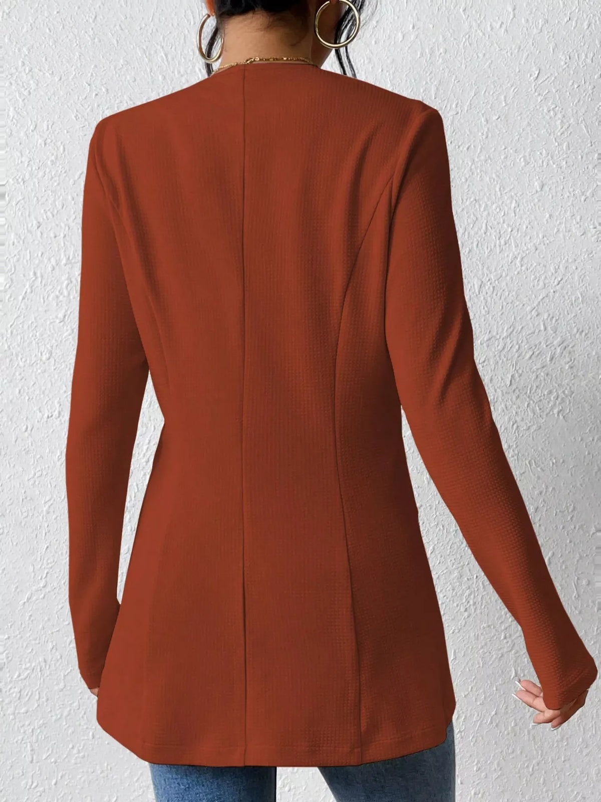 One Button Long Sleeve Blazer (15)