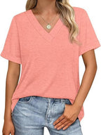 Casual V-neck Short Sleeve T-shirt (28)
