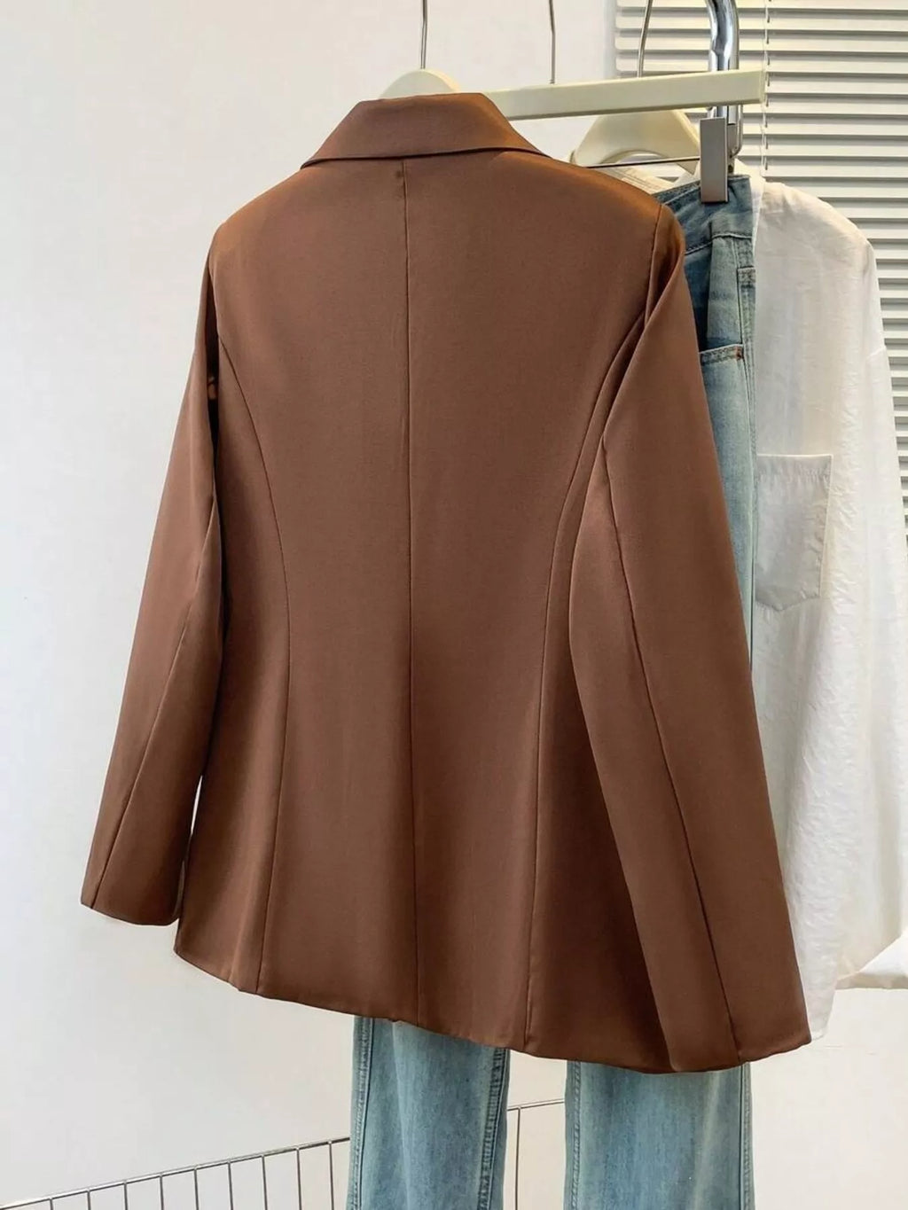 Full Size Single-breasted Lapel Collar Blazer Plus (9)
