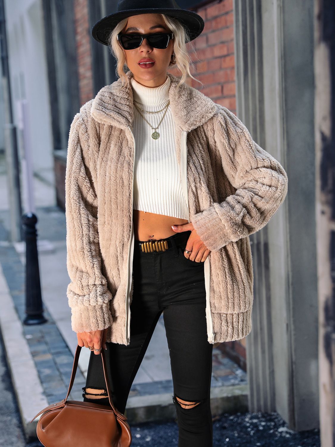 Zip-up Collared Ribbed Jacket (3)