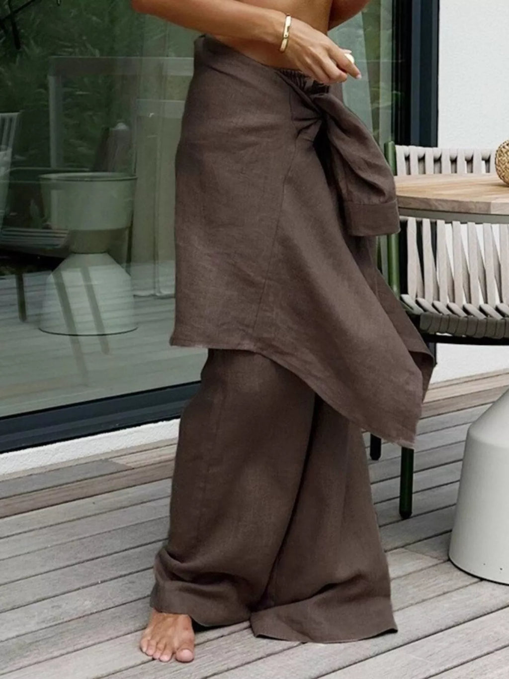 Relaxed Fit Button Up Shirt Pants Two-piece Set (13)