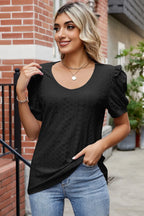 Eyelet Ruffled Round Neck T-shirt (7)