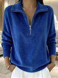 Full Size Corduroy Quarter-zip Sweatshirt Plus