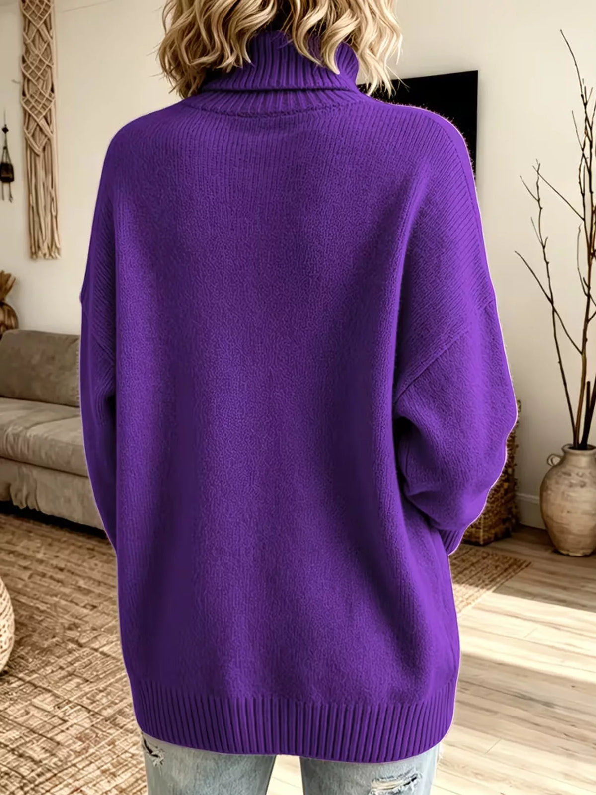 Turtleneck Dropped Shoulder Sweater (8)