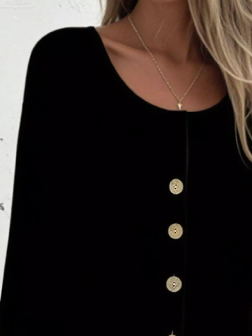 Full Size Button-front 3/4 Sleeve Casual Blouse Plus (11)