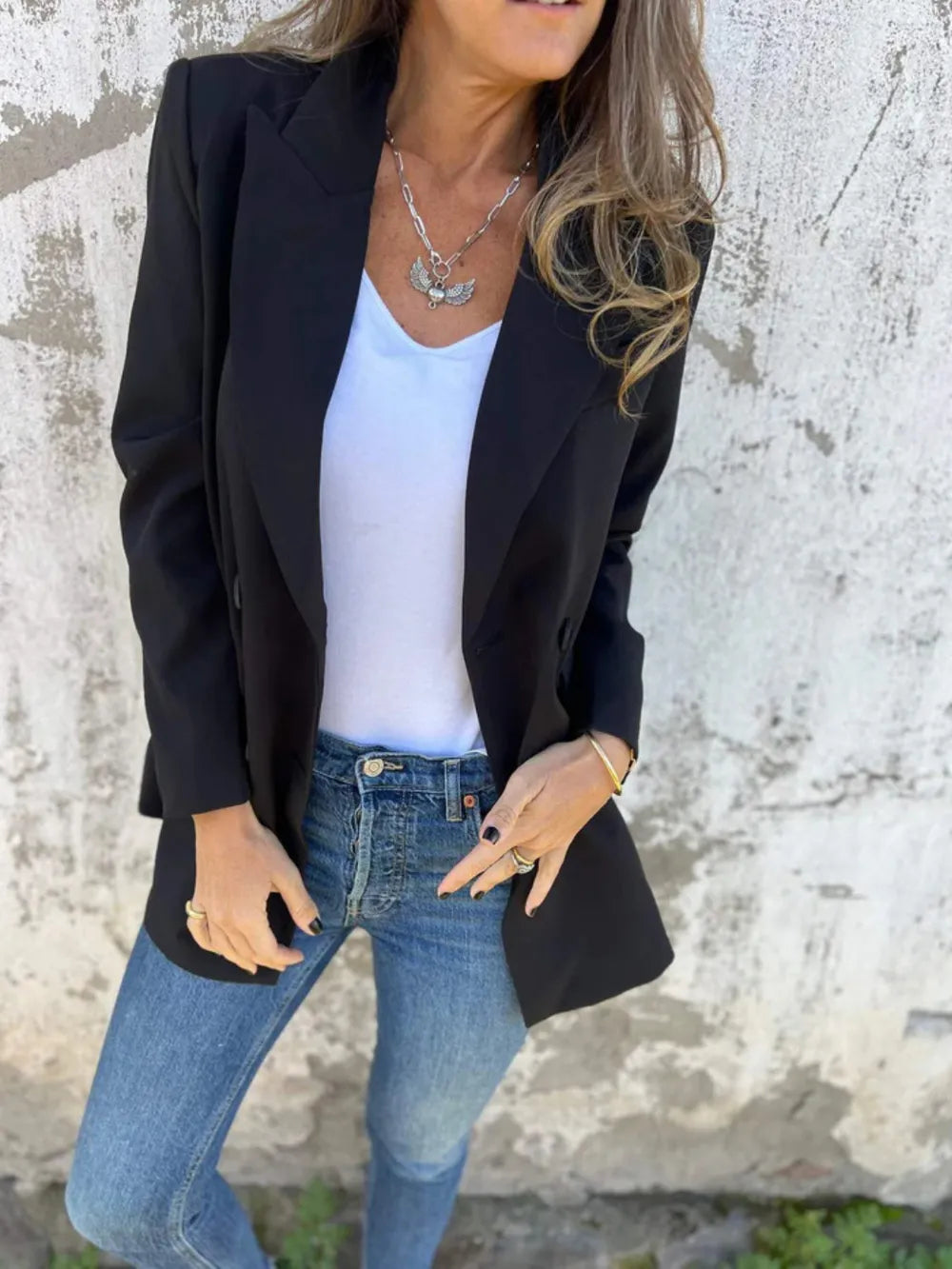 Full Size Collared Neck Long Sleeve Blazer (5)