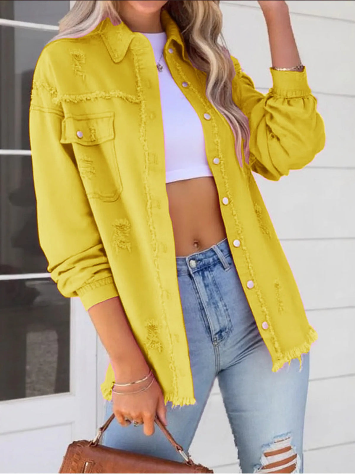 Distressed Denim Jacket Frayed Edges (10)