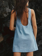 Backless Sleeveless Denim Mini Dress (2)