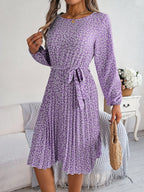 Ditsy Floral Tie Waist Pleated Dress (20)