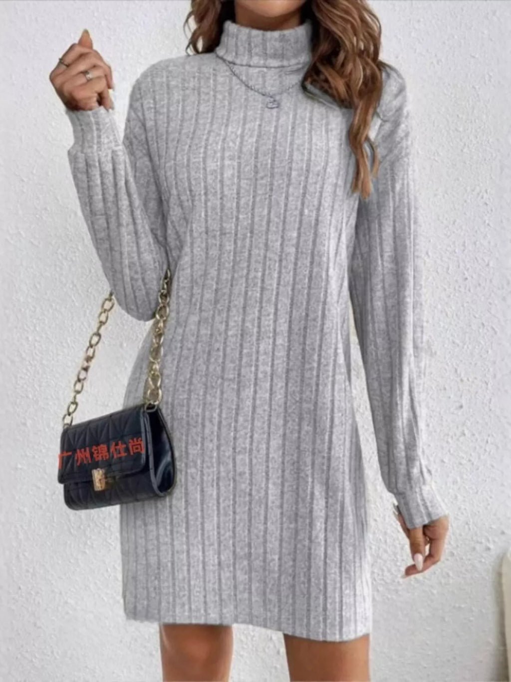 Ribbed Knit Turtleneck Mini Dress (13)