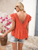 Lace Detail Round Neck Peplum T-shirt (2)