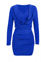 Ruched Cowl Neck Long Sleeve Mini Dress (7)
