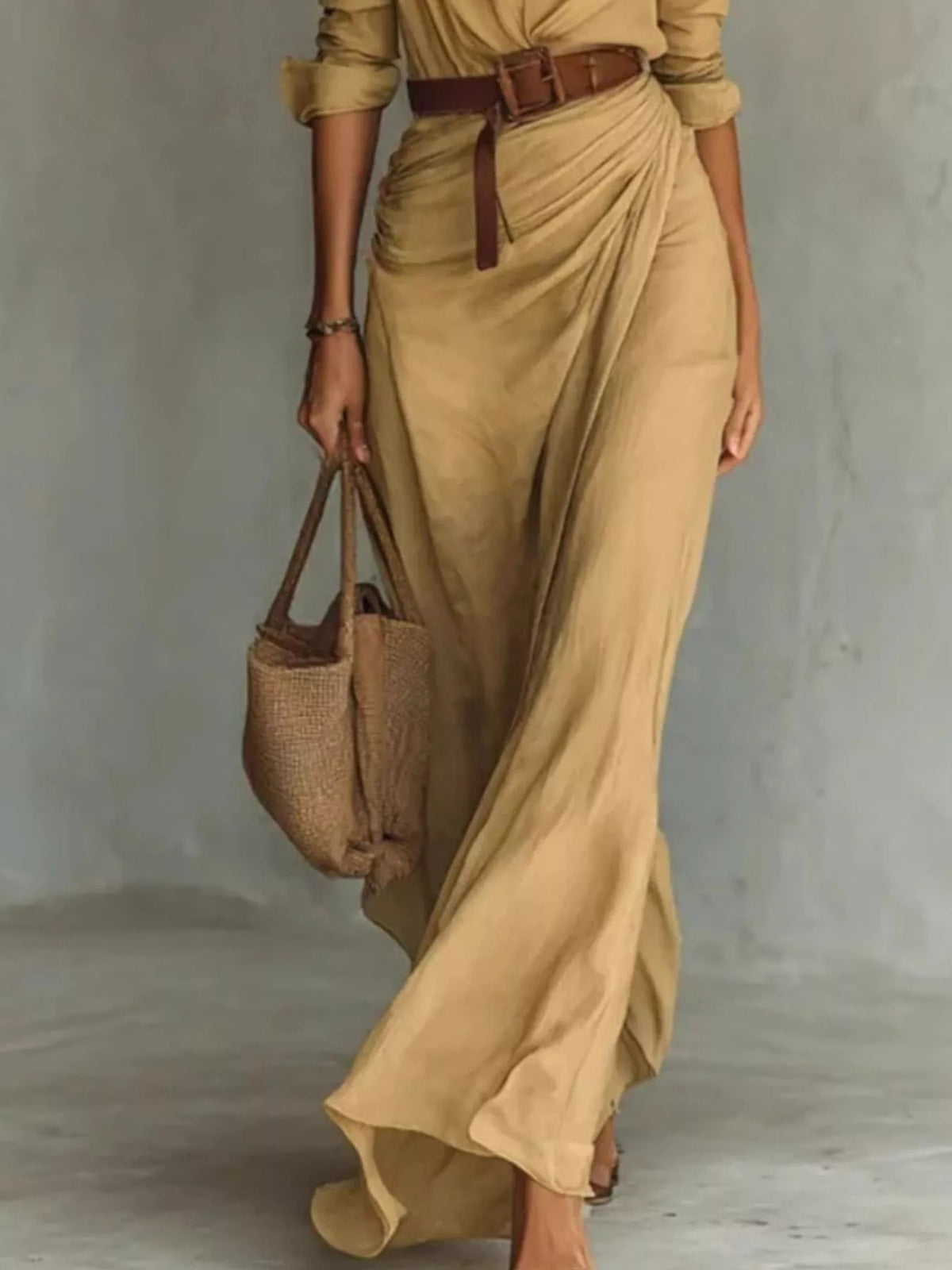 Button Front Long-sleeve Shirt Maxi Dress (3)