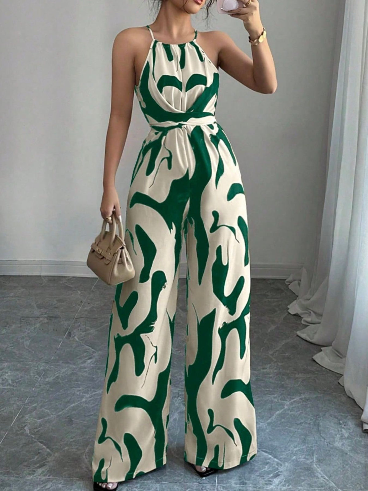 Abstract Print Sleeveless Wide Leg Jumpsuit (11)