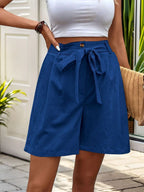 Tied High Waist Shorts Pockets (13)