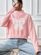 Bow Turtleneck Long Sleeve Sweater (8)