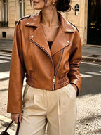 Faux Leather Zip Up Jacket