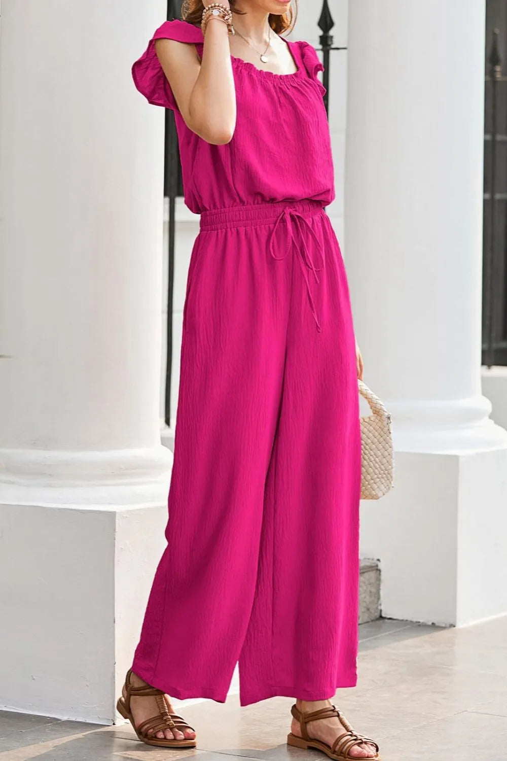 Ruffled Cap Sleeve Wide Leg Jumpsuit (30)