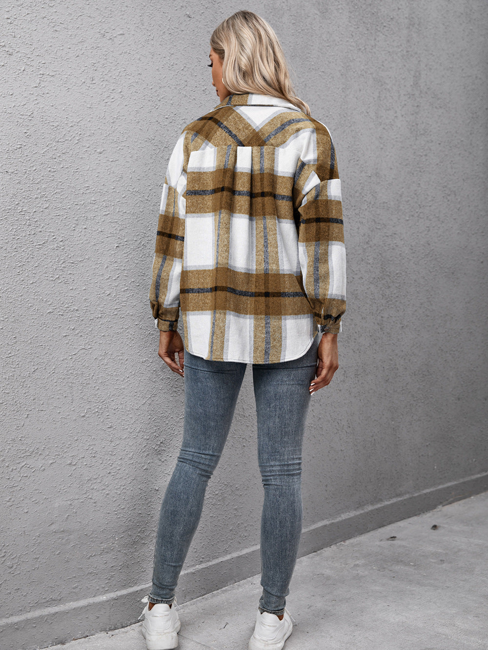 Plaid Long Sleeve Shirt Jacket (6)
