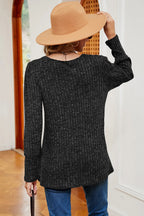 Decorative Button Square Neck T-shirt (9)