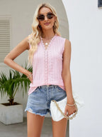 Eyelet Lace Detail V-neck Tank (10)