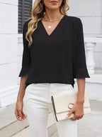V-neck 3/4 Sleeve Blouse (29)