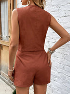 Scoop Neck Sleeveless Top Shorts Set (2)