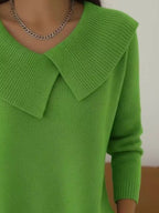Full Size Wide-collar Ribbed Knit Sweater Plus (4)