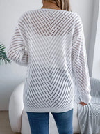 Openwork Open-front Long Sleeve Cardigan (2)