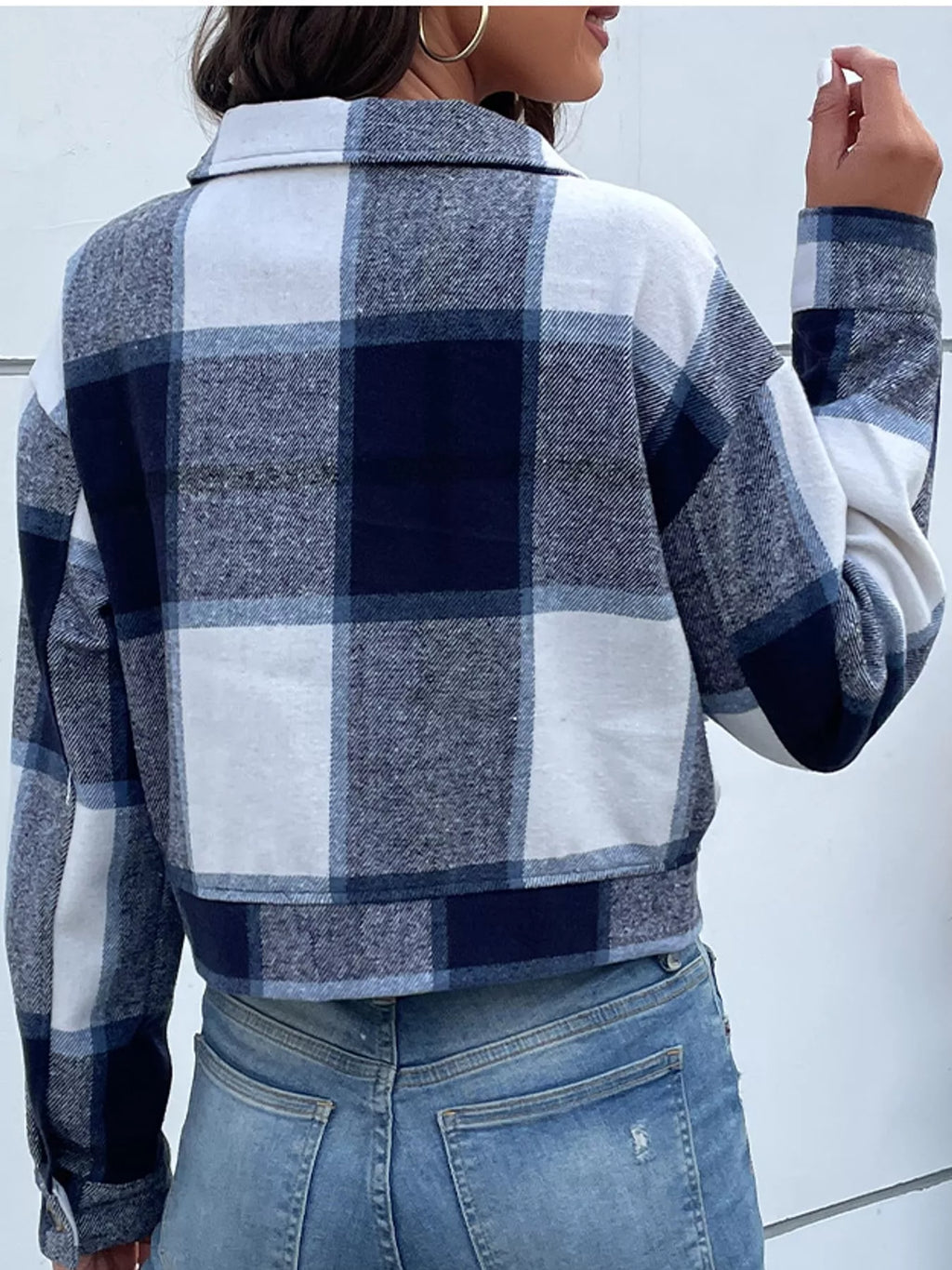 Plaid Button-up Cropped Jacket (7)