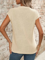 V-neck Short Sleeve Knit Top (5)