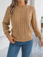 Cable-knit Round Neck Sweater (10)