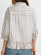 Striped Ruffle Hem Button-down Shirt (20)