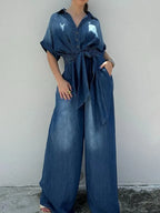 Button Front Wide Leg Denim Jumpsuit (2)
