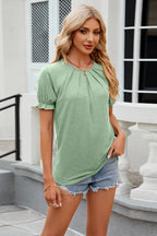 Round Neck Flounce Sleeve T-shirt (18)