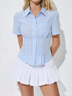 Gingham Short Sleeve Button-up Shirt (2)