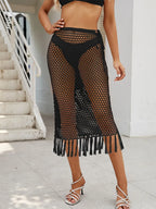 Fringe Openwork High Waist Swim Skirt (9)