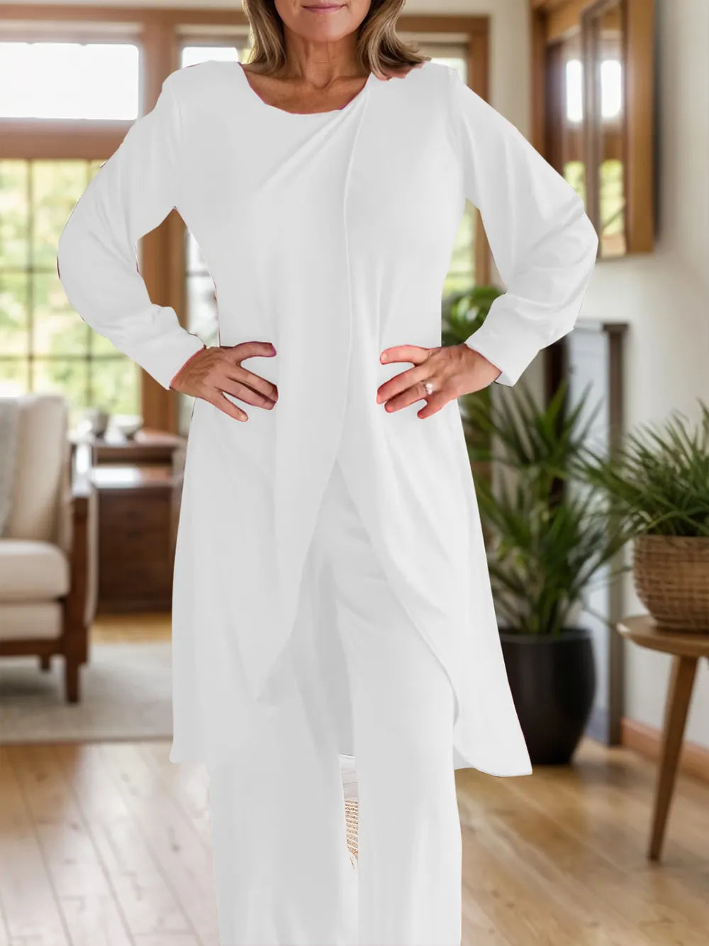 Full Size Slit Round Neck Long Sleeve Top Pants Set (21)