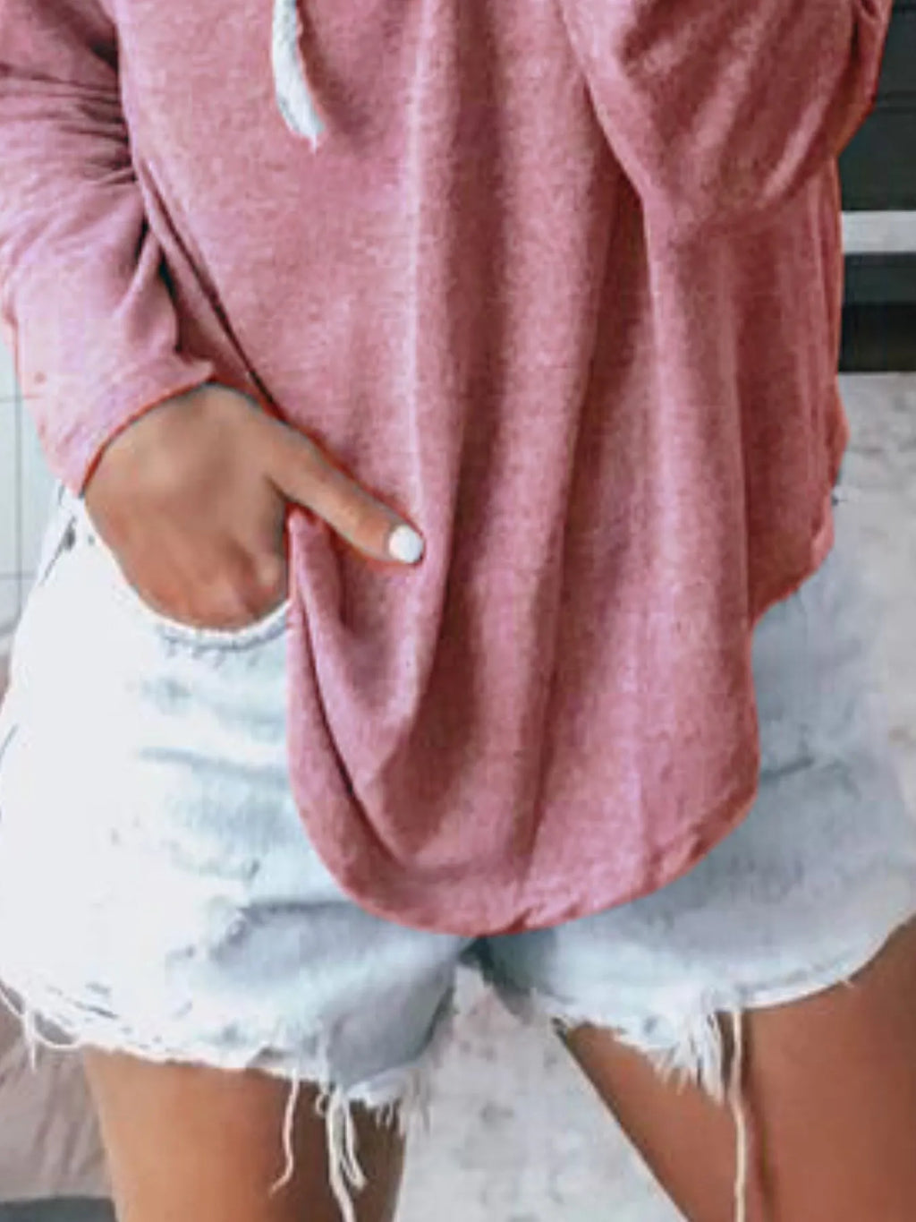 Full Size Drawstring Long Sleeve Hoodie Plus (25)