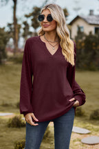 Notched Neck Raglan Sleeve Blouse (20)