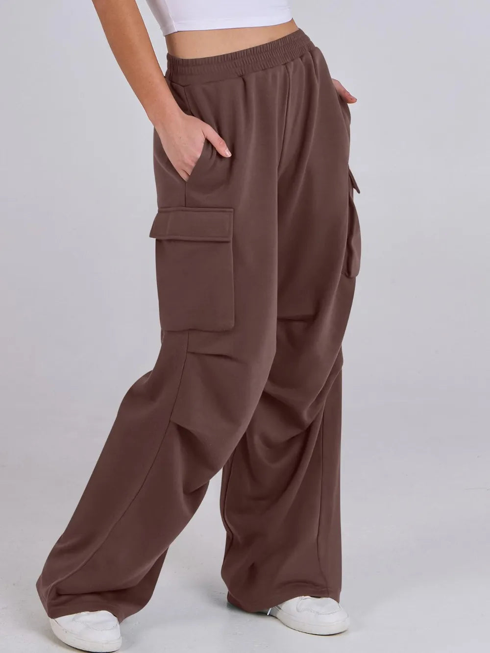 Elastic Waist Wide Leg Pants Pockets (3)
