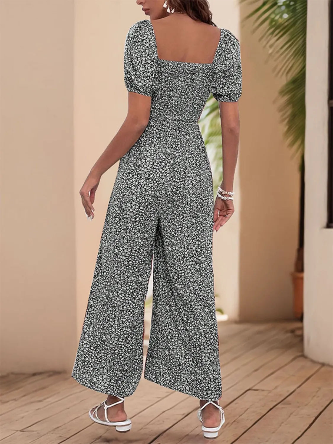 Printed Square Neck Puff Sleeve Jumpsuit (30)