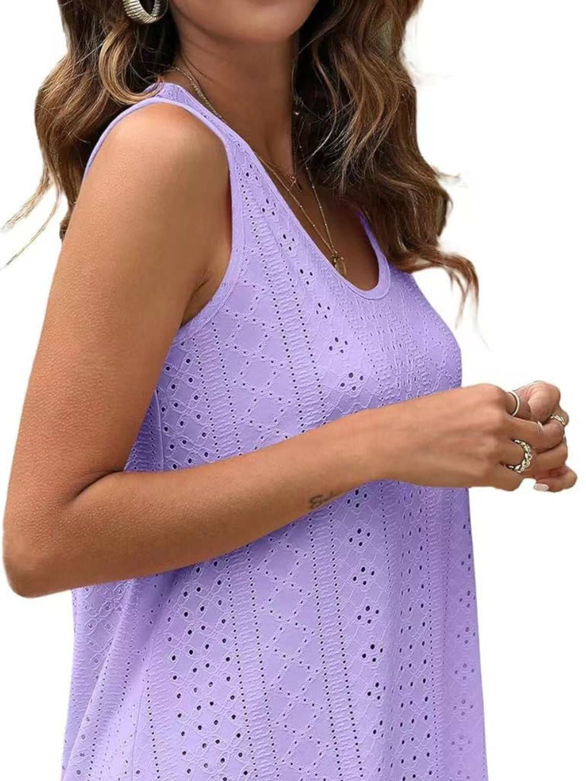 Eyelet Scoop Neck Tank (2)