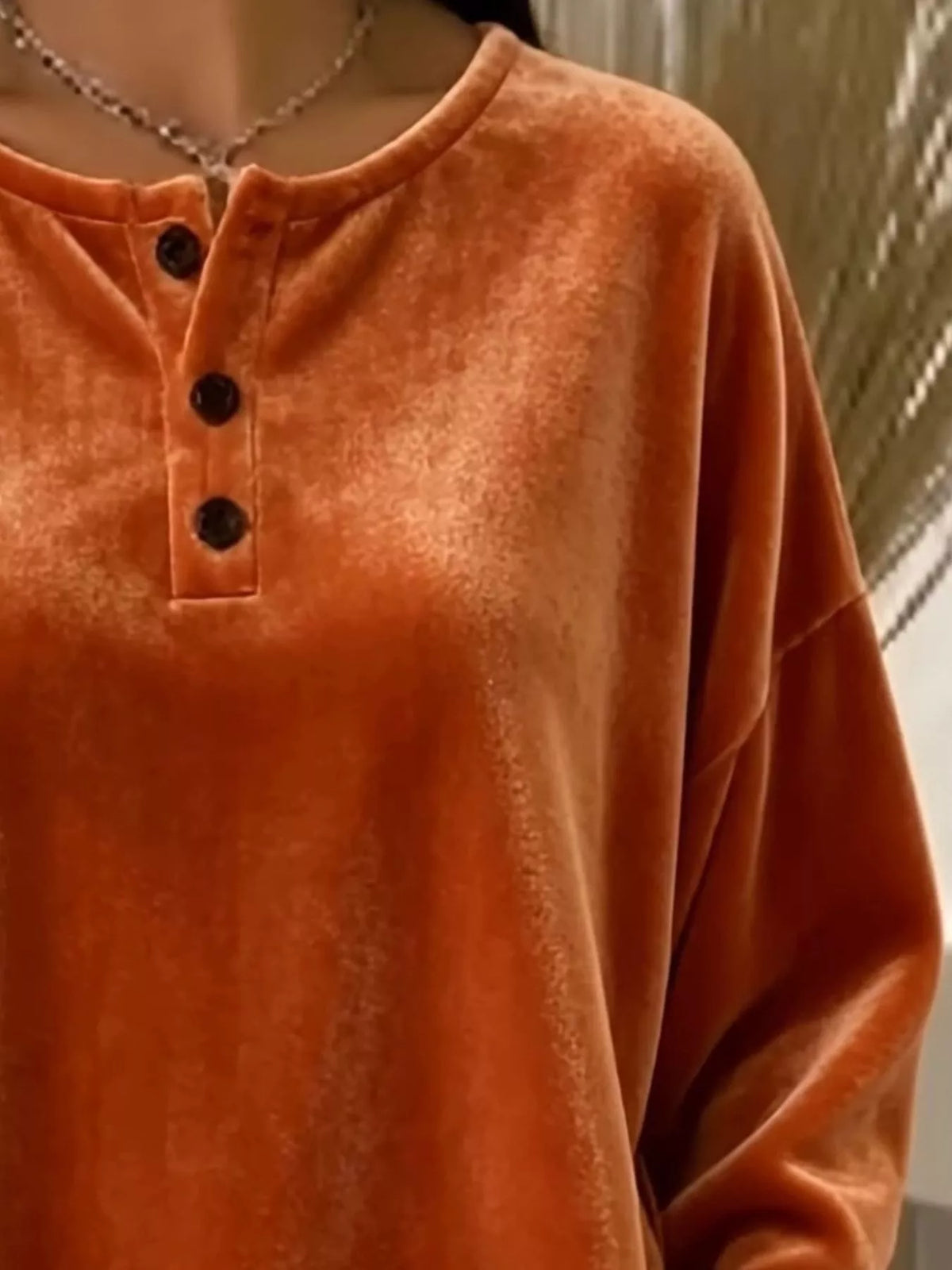 Velvet Henley Top Button Detail (8)