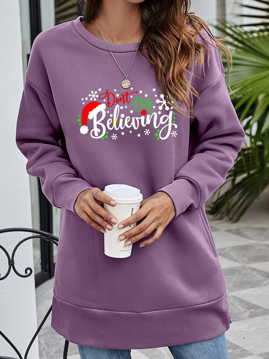 Don't Stop Graphic Drop Shoulder Sweatshirt (14)