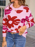 Floral Crew Neck Long Sleeve Sweater (12)